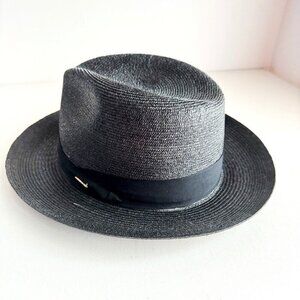 Stetson Black Straw Summer Fedora Hat 7 5/8